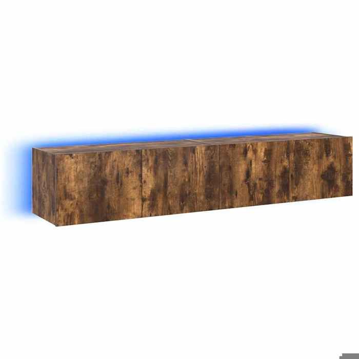 Soldes FlottantsMeubles TV muraux et lumières LED - SHIELD - Armoire TV/HIFI - avec stockage - 2pcs chêne fumé 80x35x31cm M5212324