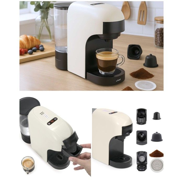 Cafetière expresso multi-capsules - LIVOO - 4 en 1 - 20 bars - 1400 W - Compatible Nespresso® & Dolce Gusto® & café moulu