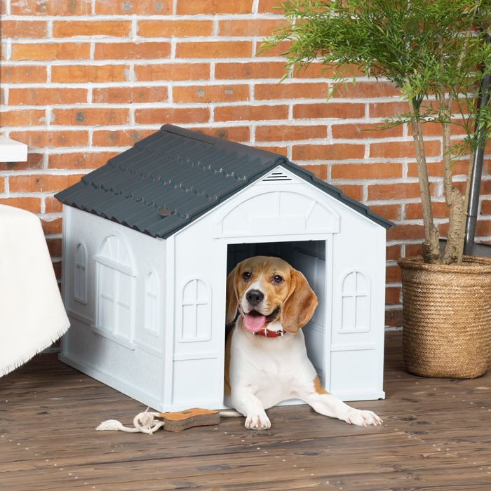 Maison pour chien toit en pente résistante jusquà 20 kg extérieur 65 x 757 x 63 cm gris