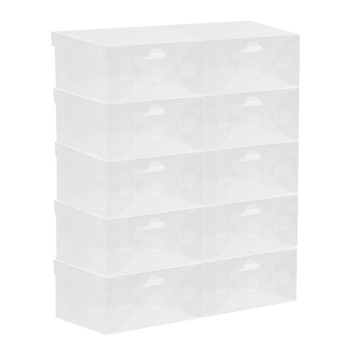 Lot de 20 boîtes à chaussures transparentes empilables pour chaussures chaussettes cosmétiques et de mode pliables accessoires