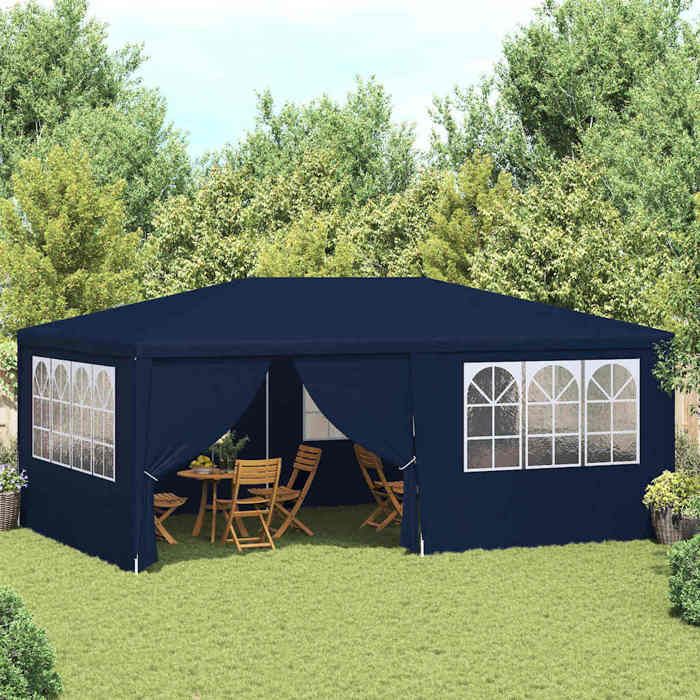 Tente de réception avec parois latérales 4x6 m 90 g/m² - Moderne-design - acier - bleu - pour Balcon - avec fenêtres - Anti UV bqx20