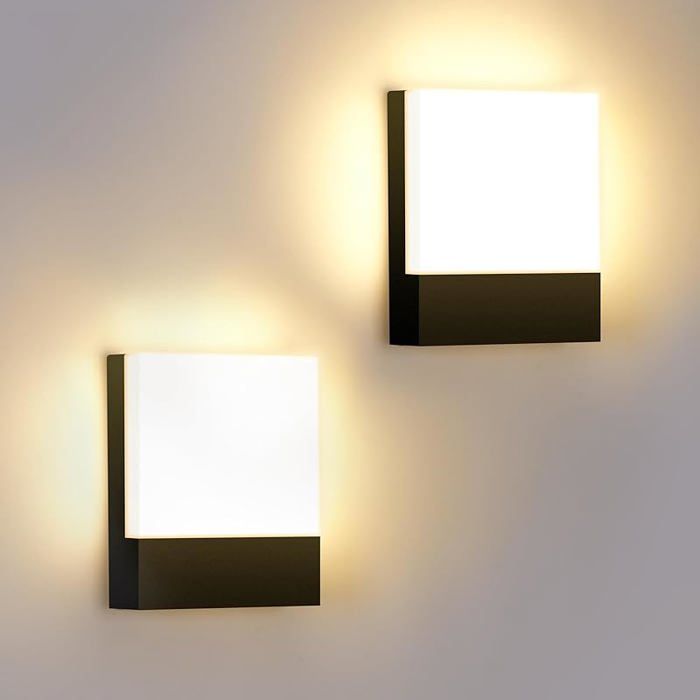 2 Pack Applique Murale Interieur Noir 15W Applique Murale Moderne Bnc Chaud 3000K pour Chambre Salon Noir 3000k 2pc