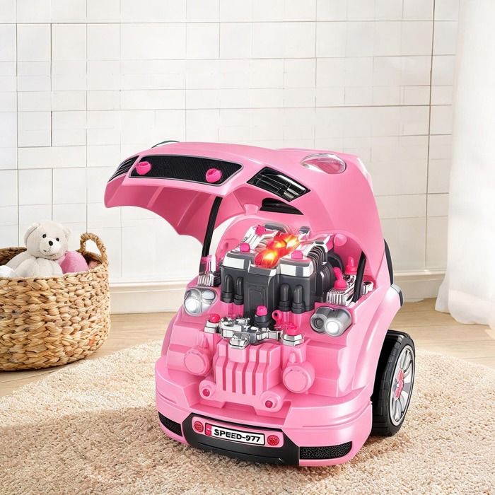 Dinette Cuisine - Role Play Toys combining 61 pièces and 40 x 39 x 47 in with blush pink and LED Lighting