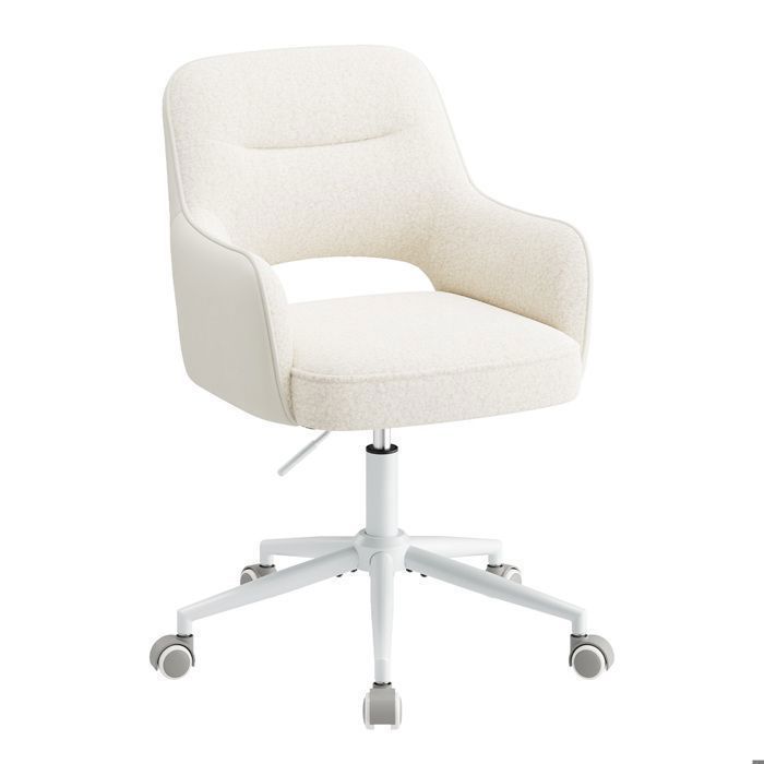 Fauteuil de Bureau Ergonomique avec Accoudoirs Chaise Pivotante à 360° avec Hauteur Réglable Assise Confortable en Tissu blanc