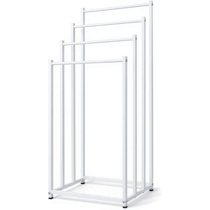 Porte-Serviettes Sur Pied Blanc 4 Barres En Métal Laqué[BI8]