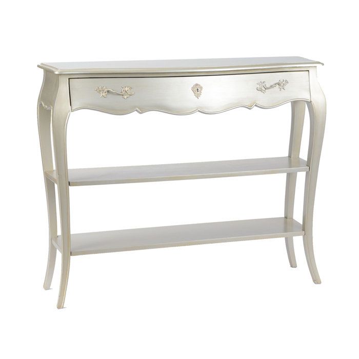 Grande console argent&eacute;e 1 tiroir et 2 niveaux murano 110x30