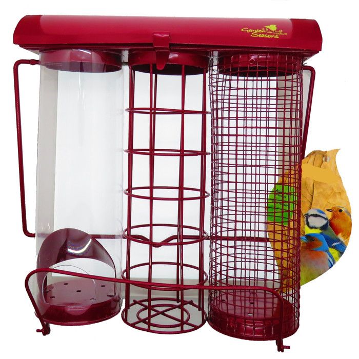 Comparer les prix de Mangeoire pour oiseaux - animallparadise - Trio grenat - Plastique - 20x9x22.5cm
