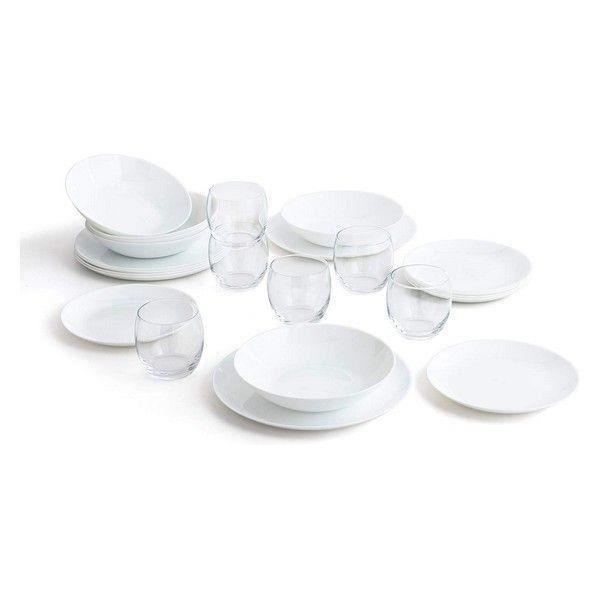 Service de table - Arcopal - Zelie - 18 pièces - 6 verres - Opale blanc