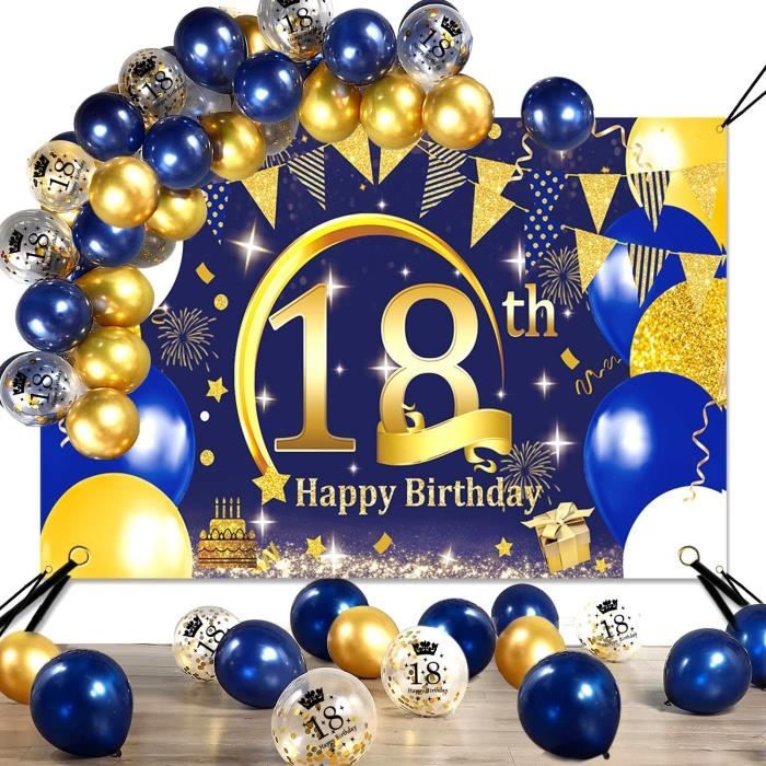 Deco Anniversaire 18 Ans Bleu Or Extra Longue Banderole Joyeux Anniversaire Bleu Or Ballonsdecoration Anniversaire 18 Ans Toi 760 Cdiscount Maison