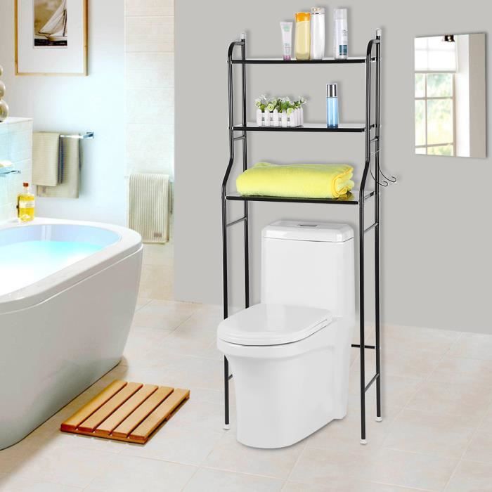 Support de rangement pour serviettes de toilette en fer Étagère de toilette  à 3 niveaux support de salle de bain noir -GAR - Cdiscount Maison