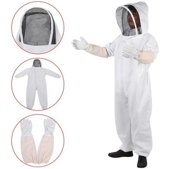 Combinaison Apicole Complète Anti-Abeilles + Gants – Protection Intégrale Apiculture Professionnelle Unisexe Respirante