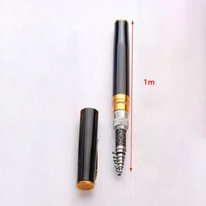 1m noir - Mini canne à pêche pliée en forme de stylo télescopique de poche portable, petit Abropérer Seed, ad