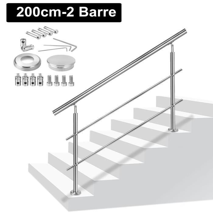 NAIZY Balustrade de balcon Acier Inoxydable Rampe d'escalier 128x90 CM