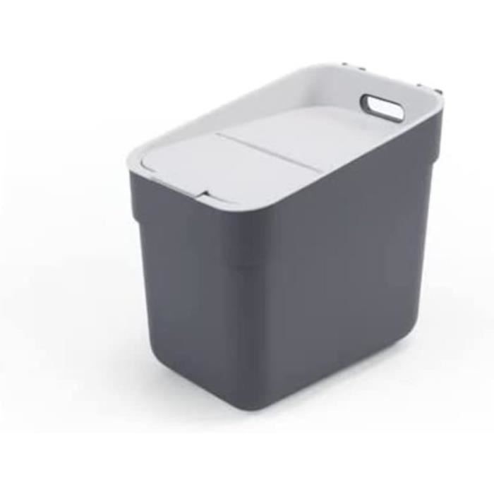 Spetebo Sortibox Lot De 3 Poubelles Avec Couvercle - Anthracite - Systu00e8me De Tri Des Du00e9chets Empilable, Avec Rabat - 35 L
