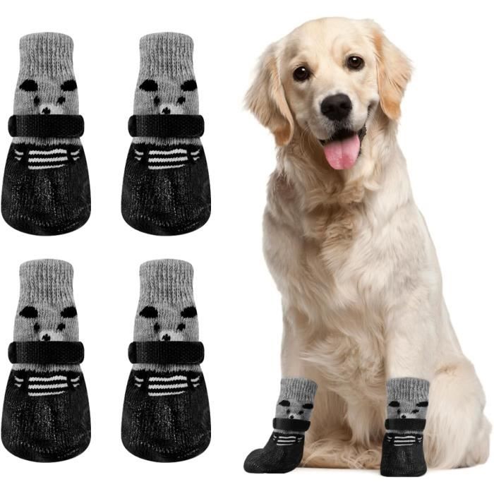 Bottes Chien Impermeable 4 Chaussons antidérapantes Qui Sattachent Assez Facilement avec des Scratchs Chats Chiots Noir M