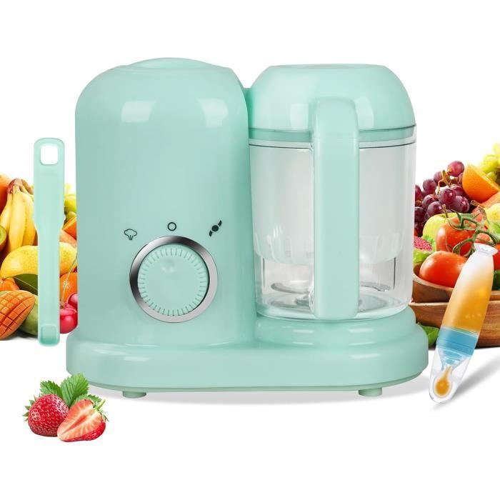 Robot Multifonctions Bébé 4 En 1 - Cuiseur Vapeur, Mixeur, Décongélation, Vert, Sans BPA