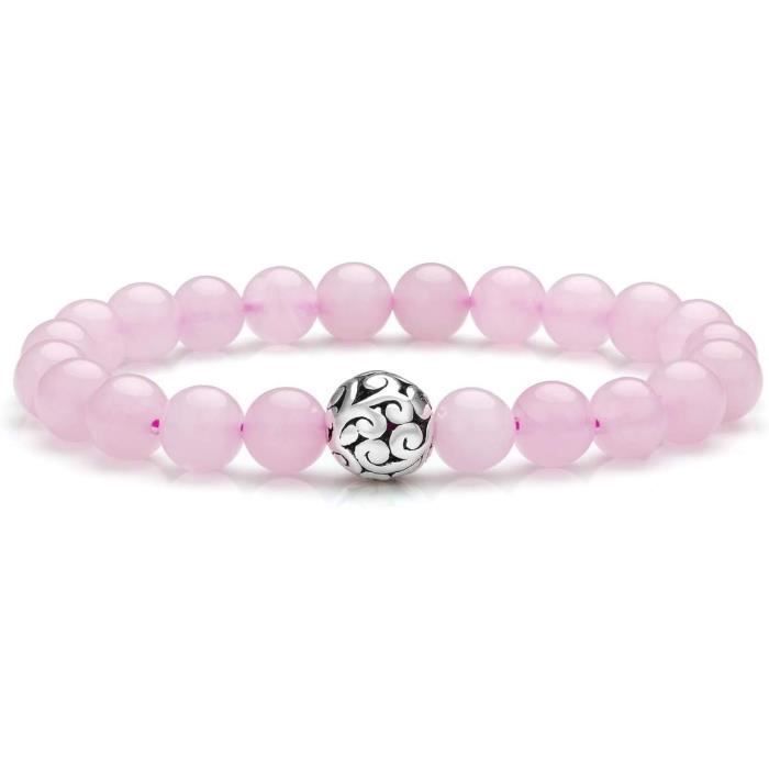 Bracelet en perles naturelles de 8mm de rhodochrosite - Bijoux et