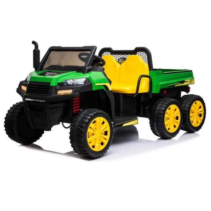 Tracteur électrique enfant 2x12 volts 6 roues gomme EVA avec remorque pack  luxe - Cdiscount Jeux - Jouets
