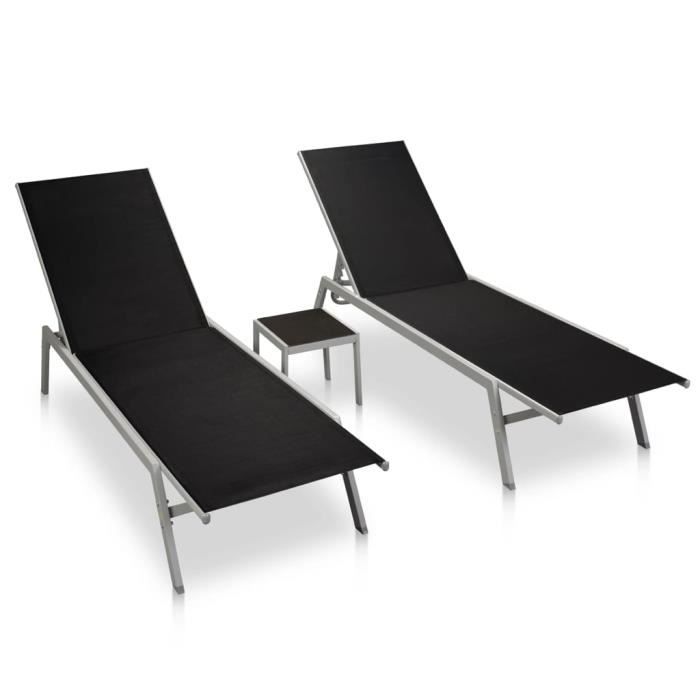 Lot De 2 Bains De Soleil Chaises Longues Avec Table Acier Et Textilene Noir Cdiscount Jardin Lot De 2 Bains De Soleil Chaises Longues Avec Table Acier Et Textilene Noir Cdiscount Jardin