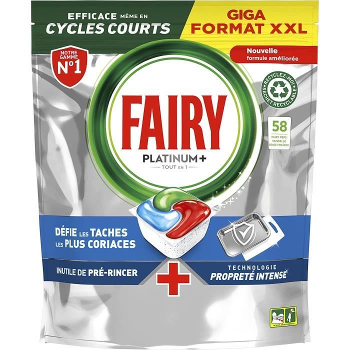 Fairy Platinum - Lot de 100 tablettes pour lave-vaisselle tout-en-un -  Citron citron - Tablettes de détergent à vaisselle[150] - Cdiscount  Electroménager