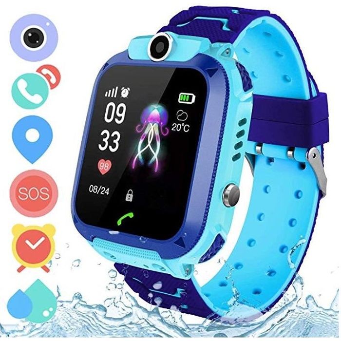 Enfants SmartWatch Téléphone étanche Montre Connectée avec Localisation Tracker SOS Caméra à Distance Voies SMS Sécurité Kids