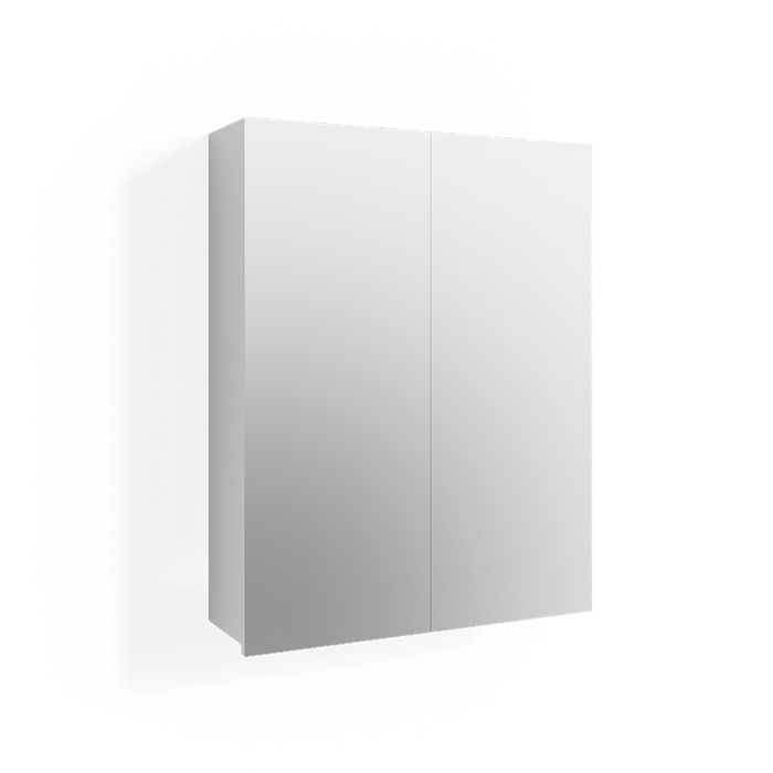 Armoire De Salle De Bain Avec Miroir Joli - 60x60x17,4 Cm - Couleur Grège - Rangement Pratique Et Design Moderne