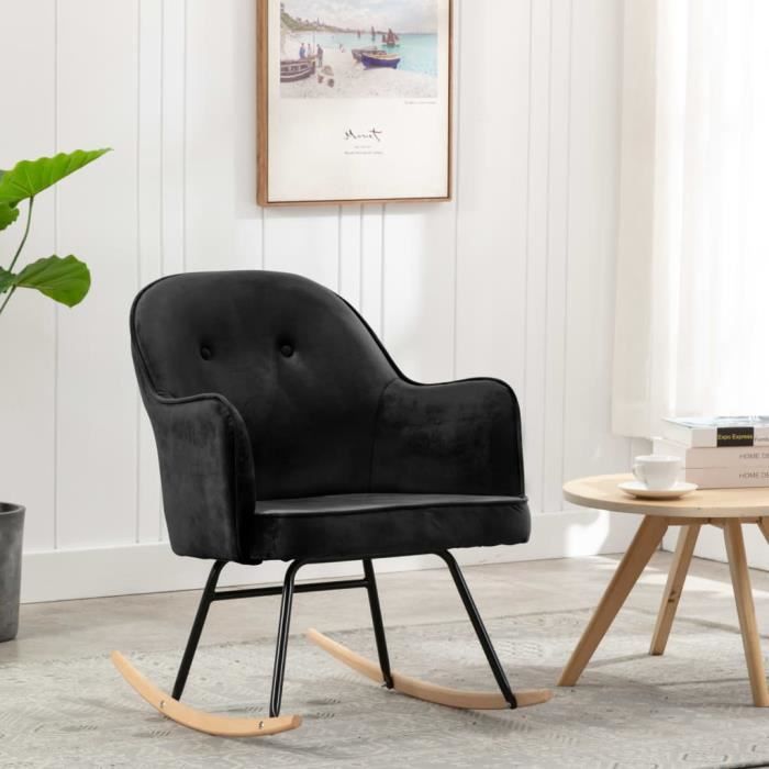 Parfait Fauteuil A Bascule Fauteuil D Allaitement Bebe Chaise Loisir Et Repos Rocking Chair Fauteuil Bercant Noir Velours Cdiscount Maison