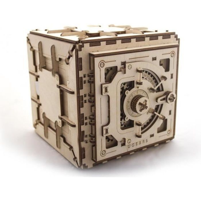 Coffre-Fort en Bois UGEARS - Puzzle 3D Mécanique - Fonctionnel - Marron - 179 Pièces