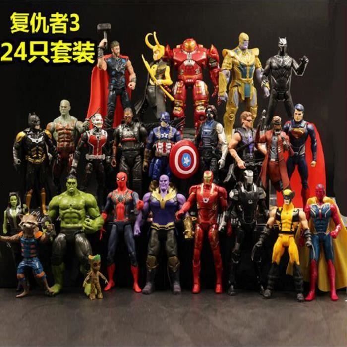 24 pièces Figurines Super Hero Marvel Avengers Batman Iron Man Thor Hulk  Spiderman Jouet 6-18cm - Cdiscount Jeux - Jouets