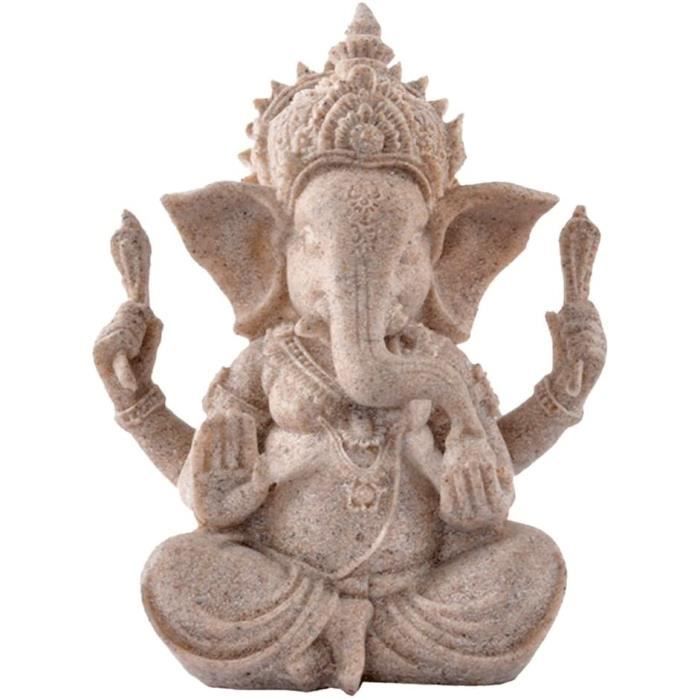 Ganesha Bouddha Elephant Statue de Grès Sculpture Figurine Fait à la Main