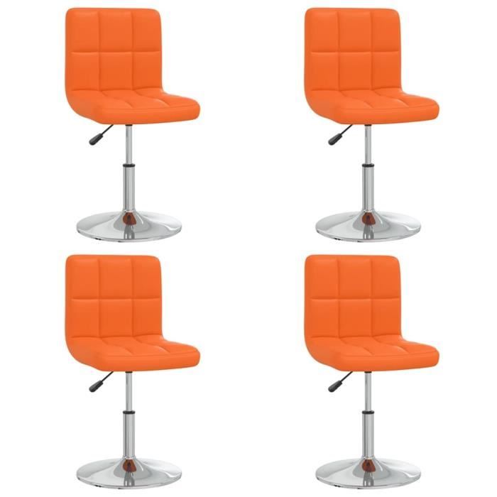 pop - market chaises de salle à manger 4 pcs orange similicuir,haut de gamme ®nyudfl®