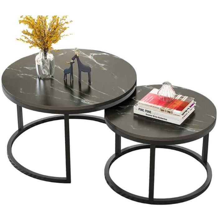 table gigogne liusuwalker ensemble de 2 tables basses rondes et eacuteleacutegantes effet marbre assemblage robuste et facile po123 cdiscount maison