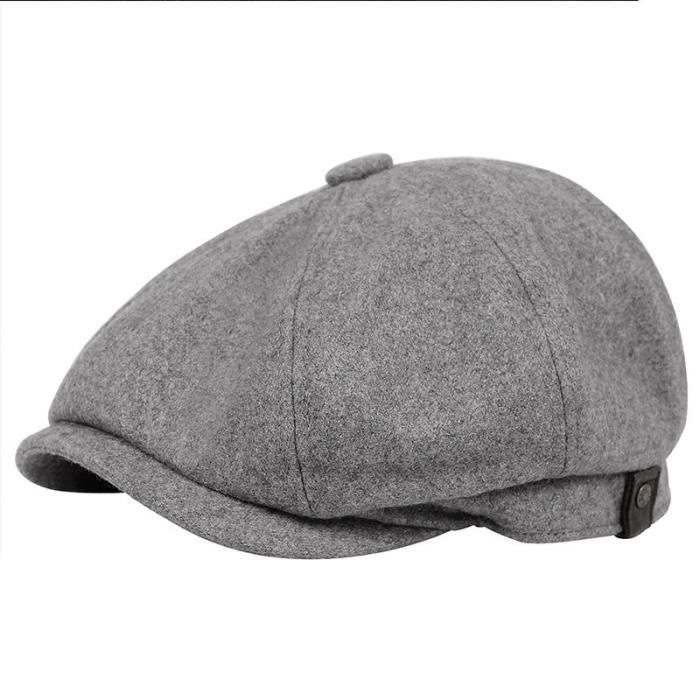 Béret En Laine Avec Garniture Cuir - Taille Ajustable 58-60 Cm - Style Militaire Pour Femmes - Taille Unique