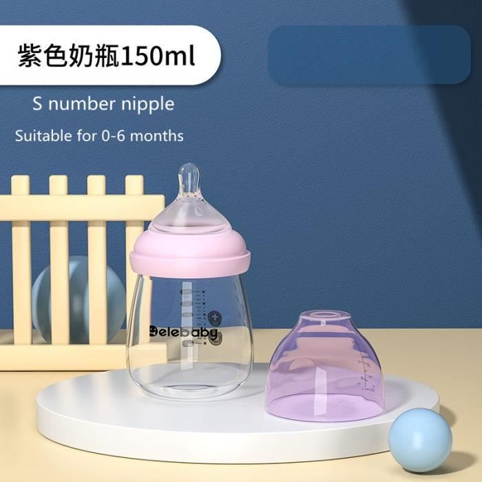 Couleur 150ML Biberons en verre pour bébé, biberon pour nouveauné, Anticoliques, en forme de