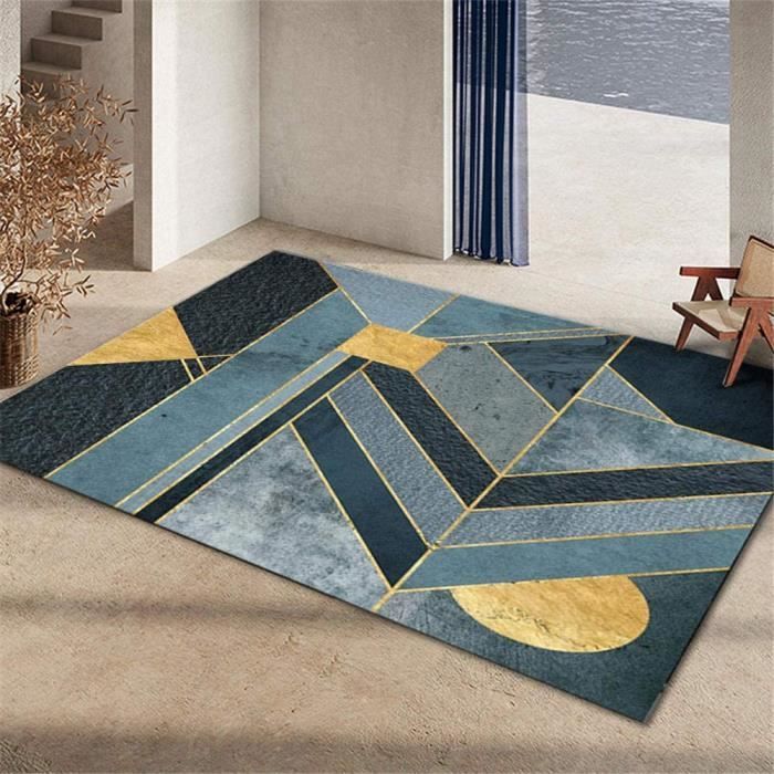Tapis Salon 60x90 Cm Lavable Machine - Design Moderne Courbes élégantes | Antidérapant | Violet | Pour Chambre, Bureau, Salle à Manger - 7