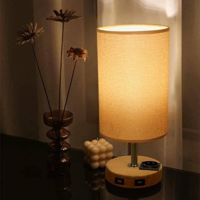 FANSANMY Lampe de Chevet Lot de 2, Lampes de Table avec 2 Ports de Charge  Rapide