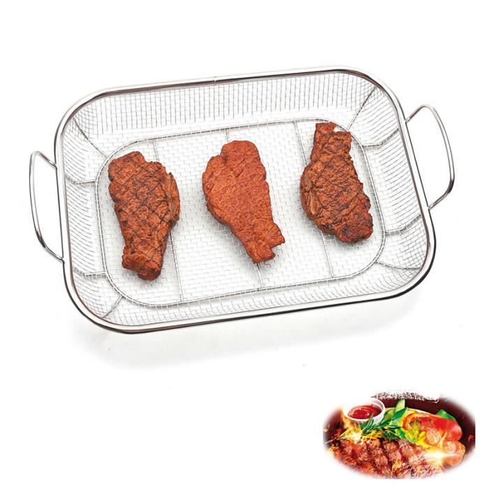 Lot De 3 Plateaux Barbecue Acier Inoxydable - 34,9x24,5x2,7 Cm - Réutilisables, Pour Légumes, Viande, Poisson - Compatible Gaz, Charbon, électrique