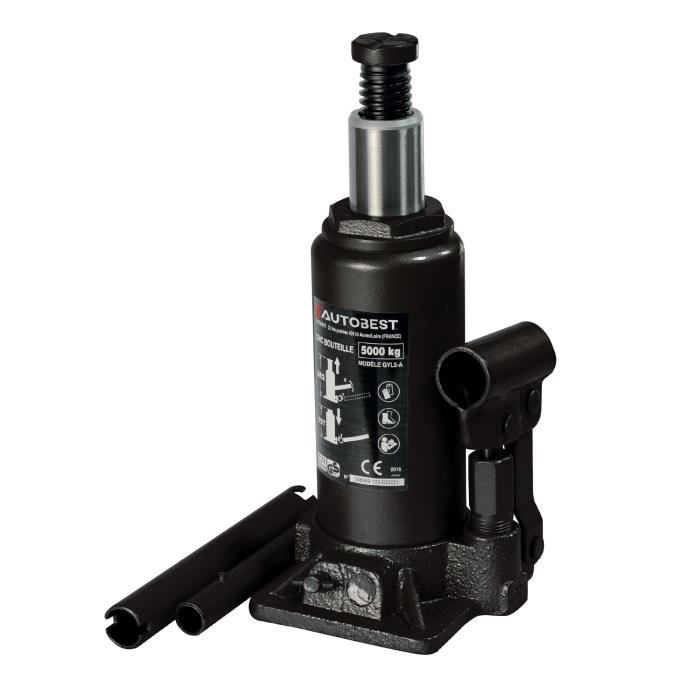 AUTOBEST Cric Bouteille 5 T Levage de197 à 382 mm - Noir