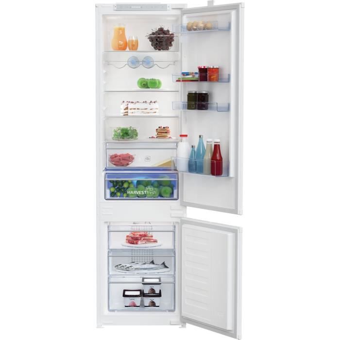 Réfrigérateur combiné BEKO - BCHA306E4SN - Intégrable - 289 L (220L+69L) - FrostFree - Classe E - HarvestFresh - 193x55x54 cm