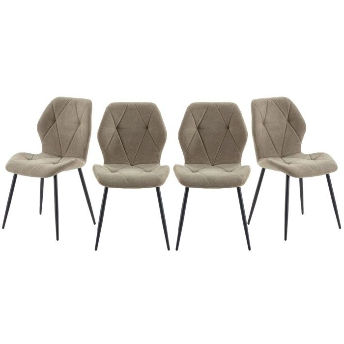 CALICOSY - Lot de 4 chaises en tissu avec pieds en métal noir L47 5 cm - LUNA - Vert CALICOSY - Lot de 4 chaises en tissu avec pieds en métal noir L47 5 cm - LUNA - Vert