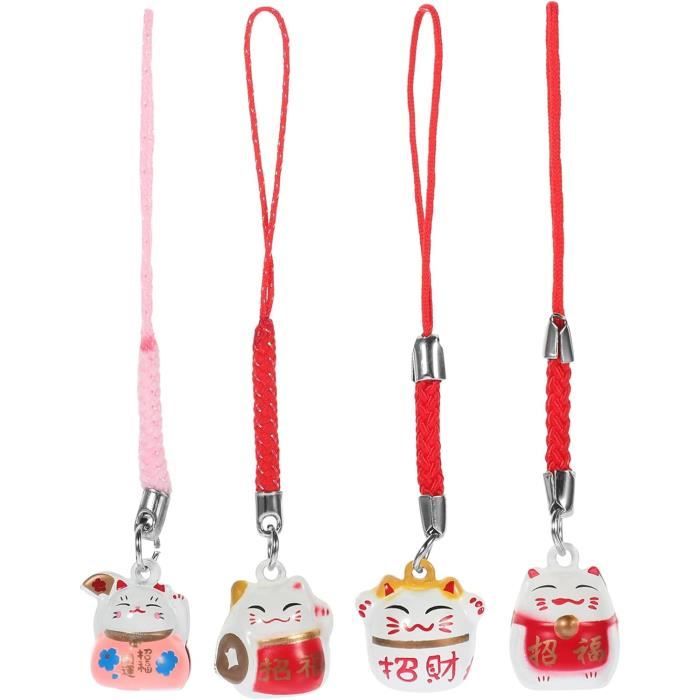 8 Pendentifs Porte-Bonheur Chat Maneki Neko PH PandaHall - Porte-clés Chance Richesse Fortune