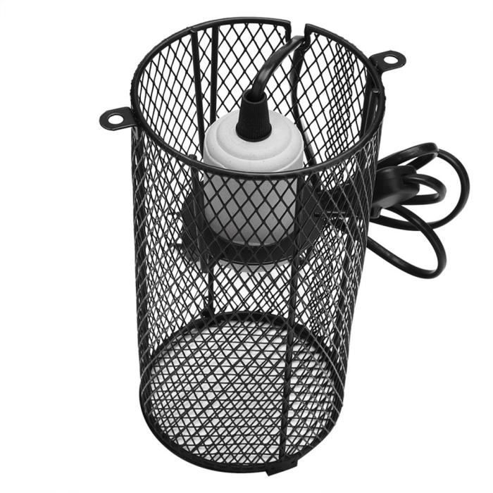 Grille De Protection Pour Lampe Chauffante Reptiles - Anti-brûlure, Noir, Dimensions 14,5x8,8x8,8 Cm