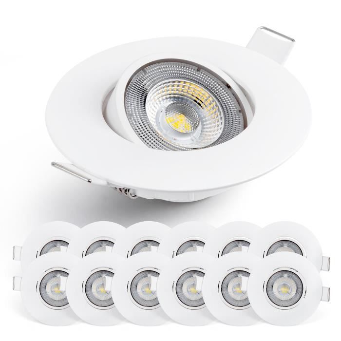 Emos Exclusive Spot LED Encastrable - Lampe Plafond Orientable 50° pour ampoules  LED 12 Spots LEDs Ronds 5 W/450 Lumens [4000K] - Cdiscount Maison
