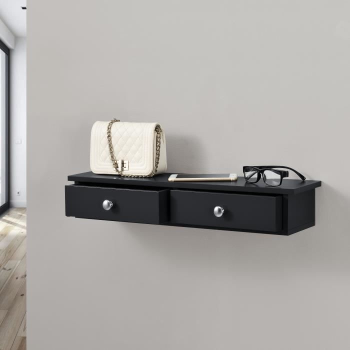 Étagère Murale Geeste avec 2 Tiroirs 10 x 60 x 15 cm Noir Étagère Murale Geeste avec 2 Tiroirs 10 x 60 x 15 cm Noir