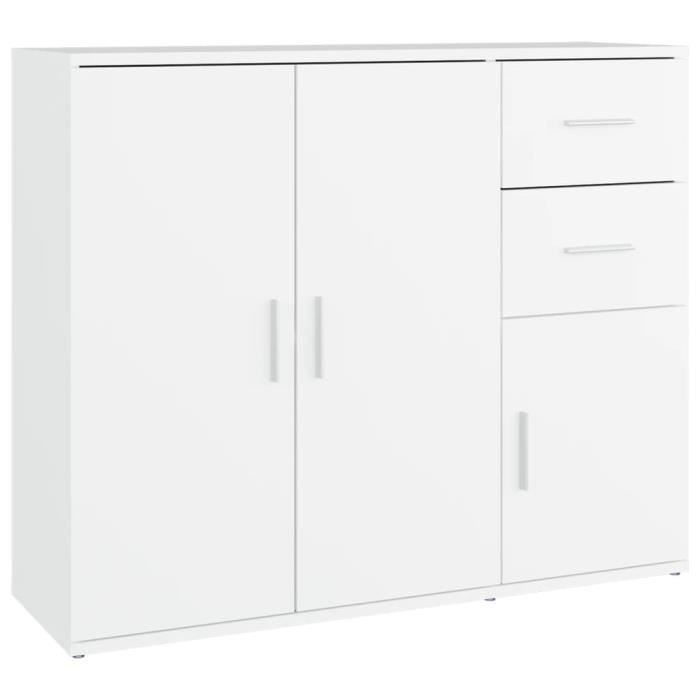 Buffet Bas - ESTINK - 85670 - Bois dingénierie - 91x295x75 cm - Couleur Blanc