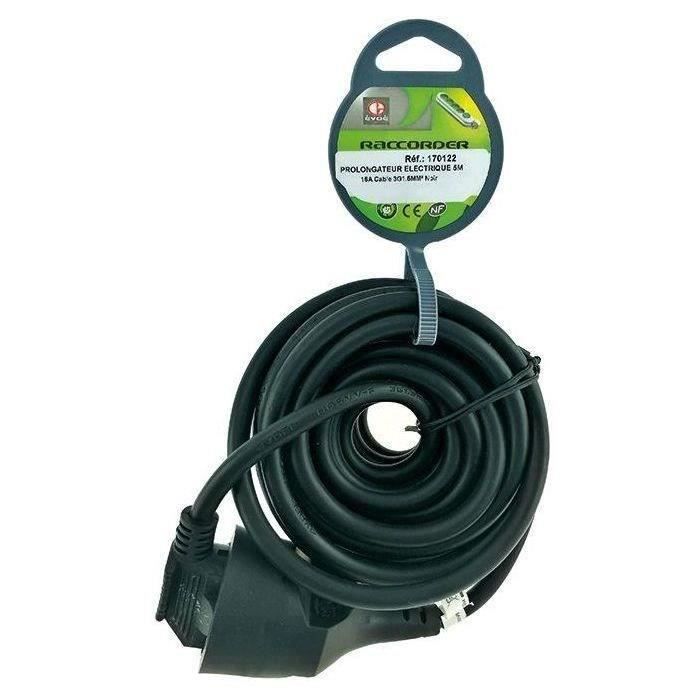 Prolongateur électrique 5M 3x1.5 noir - EVOE - Intérieur