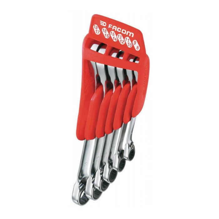 Jeu de 6 clés polygonales à cliquet FACOM 65.JP6PF tête 15° - vue 2