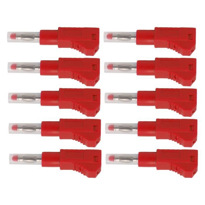BigKing Fiches Banane Rétractables 4mm - Lot De 10 (5 Rouge, 5 Noir) - Cuivre Rouge, Gaine PE, Pour Tests Électriques Industriels - 9