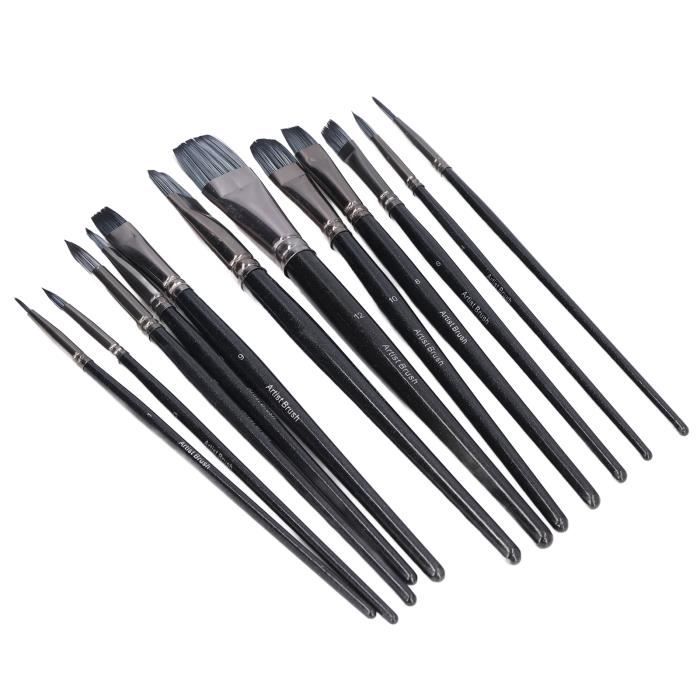 Ensemble de 20 pinceaux en nylon pour peinture acrylique, huile, aquarelle, gouache et maquillage artistique pour enfants et adult - Beaux-Arts et Loisirs créatifs