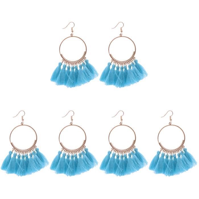 Chai- 3 Paires De Glands Boucles D'Oreilles Bohême Bohême Boucles D'Oreilles Plaquées Or Pour